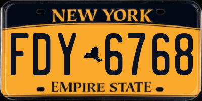 NY license plate FDY6768