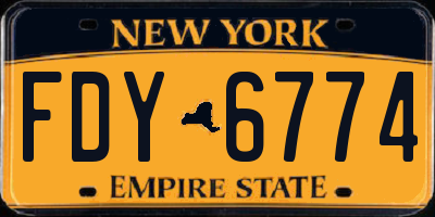 NY license plate FDY6774