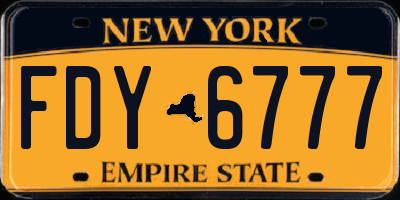 NY license plate FDY6777