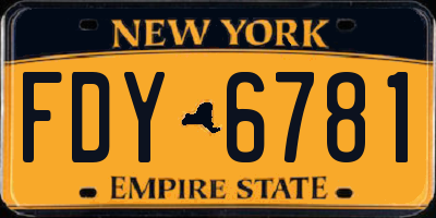 NY license plate FDY6781