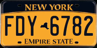 NY license plate FDY6782