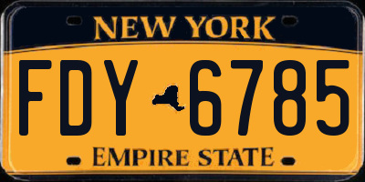 NY license plate FDY6785