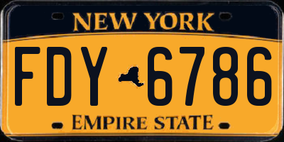 NY license plate FDY6786