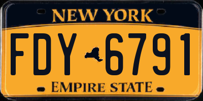 NY license plate FDY6791