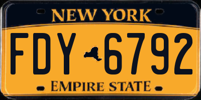 NY license plate FDY6792