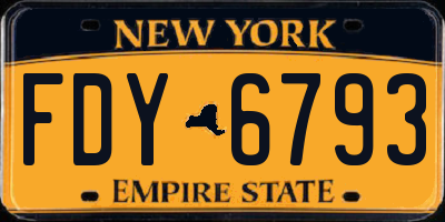 NY license plate FDY6793