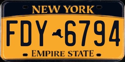NY license plate FDY6794