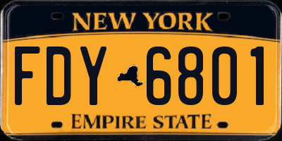 NY license plate FDY6801