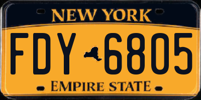 NY license plate FDY6805