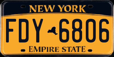 NY license plate FDY6806