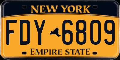 NY license plate FDY6809