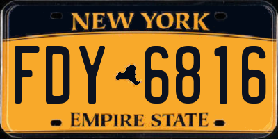 NY license plate FDY6816