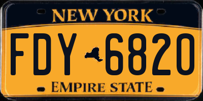 NY license plate FDY6820