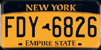 NY license plate FDY6826