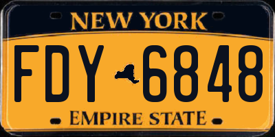 NY license plate FDY6848