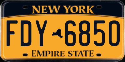 NY license plate FDY6850