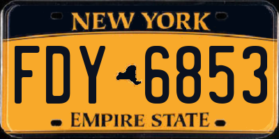 NY license plate FDY6853
