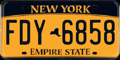 NY license plate FDY6858