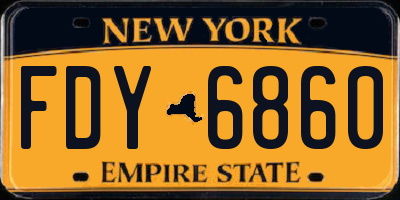 NY license plate FDY6860