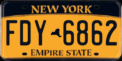NY license plate FDY6862
