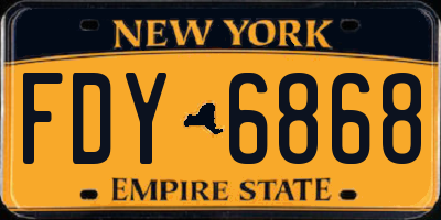 NY license plate FDY6868