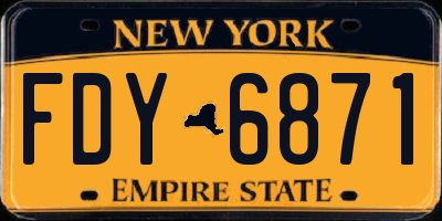 NY license plate FDY6871