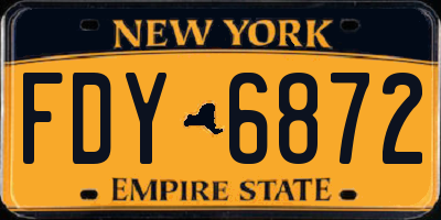 NY license plate FDY6872