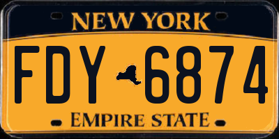 NY license plate FDY6874