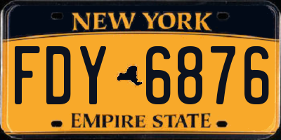 NY license plate FDY6876