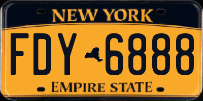 NY license plate FDY6888