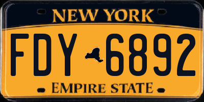 NY license plate FDY6892
