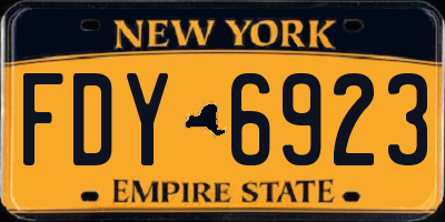 NY license plate FDY6923