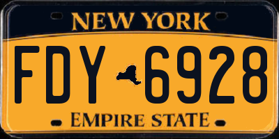 NY license plate FDY6928