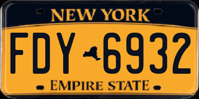 NY license plate FDY6932