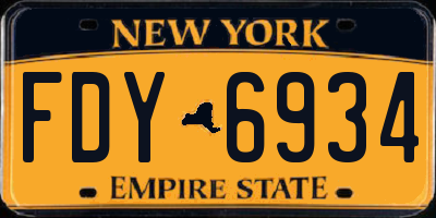 NY license plate FDY6934