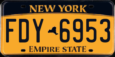 NY license plate FDY6953