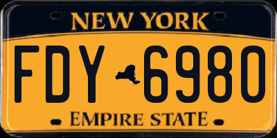 NY license plate FDY6980