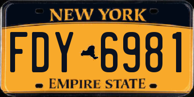 NY license plate FDY6981