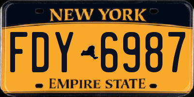 NY license plate FDY6987