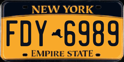 NY license plate FDY6989