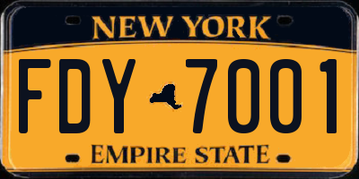 NY license plate FDY7001