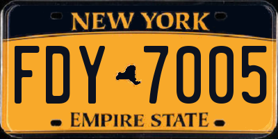 NY license plate FDY7005