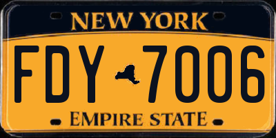 NY license plate FDY7006