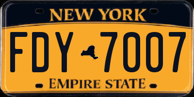 NY license plate FDY7007