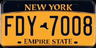 NY license plate FDY7008