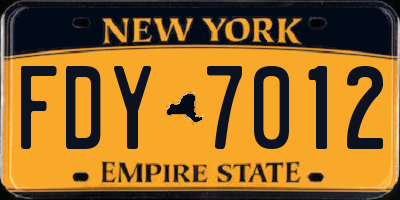 NY license plate FDY7012