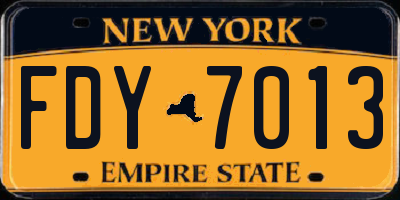 NY license plate FDY7013