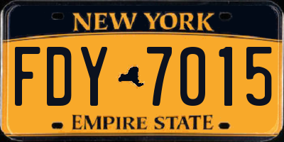 NY license plate FDY7015