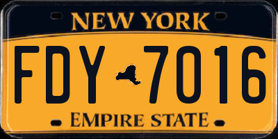 NY license plate FDY7016
