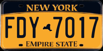 NY license plate FDY7017